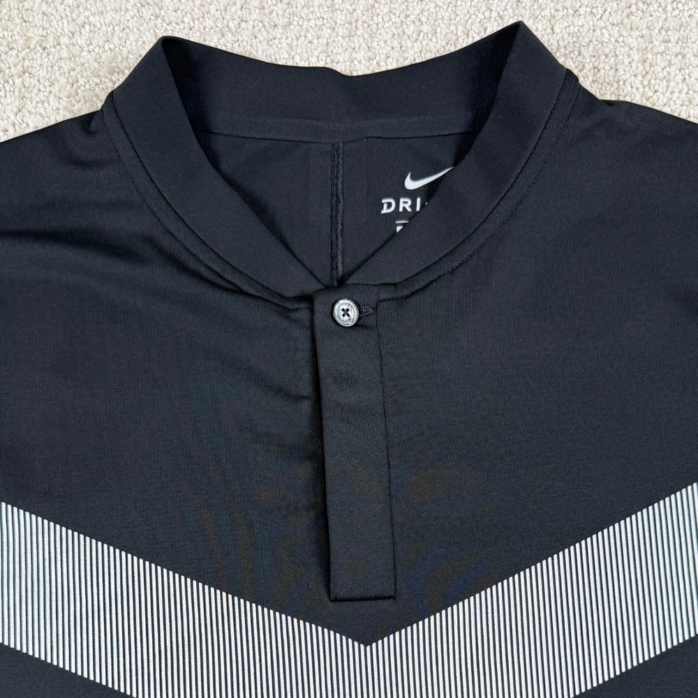 Nike Dri-Fit Mens Large Black Tiger Woods Blade Collar Golf Polo Shirt